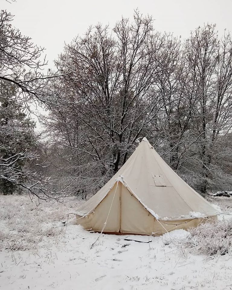 Bell Tent in the San Diego Mountain Snow