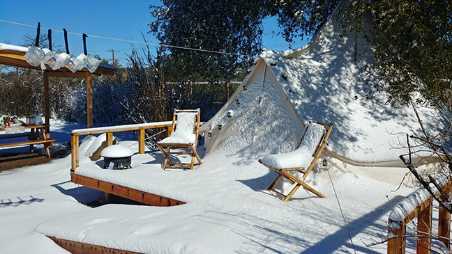 Bell Tent Glamping in the Snow