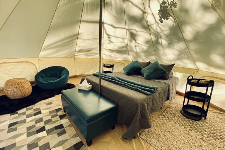 Bell Tent Interior | Glamping Burnt Rancheria Campground